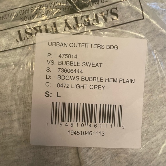 𝅺BDG Urban Outfitters Bubble Hem cropped Sweatshirt - light gray - Picture 10 of 13